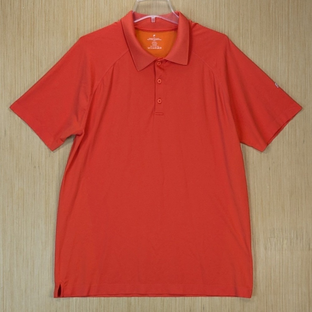 Fabletics Mens XL Orange‎ Short Sleeve Athletic Polo Shirt Golf Training Top